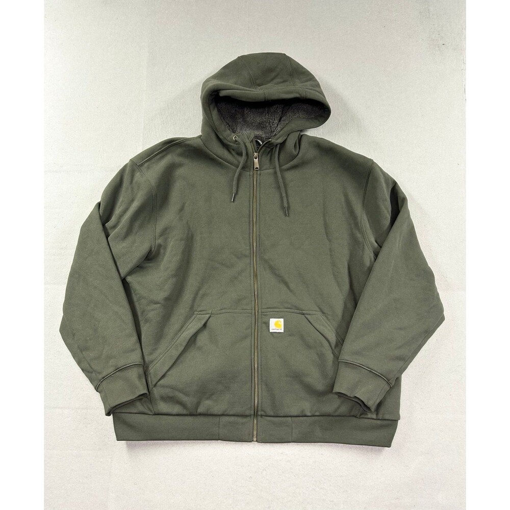 Carhartt Olive Green Full-Zip Hooded Sweatshirt